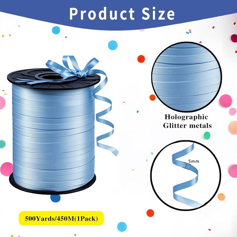 WFAUIBR 500 Yard Premium Light Blue Curling Ribbon Balloon String,3/16" for Gift Wrapping, Balloon Ribbon,Party Birthday Wedding Decoration,Art Crafts,Florist Flowe - Image 2